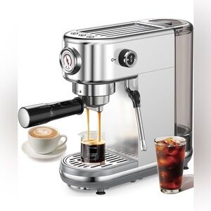 New! Espresso Machine with Milk Frother, 20 Bar High Pressure Stainless Steel